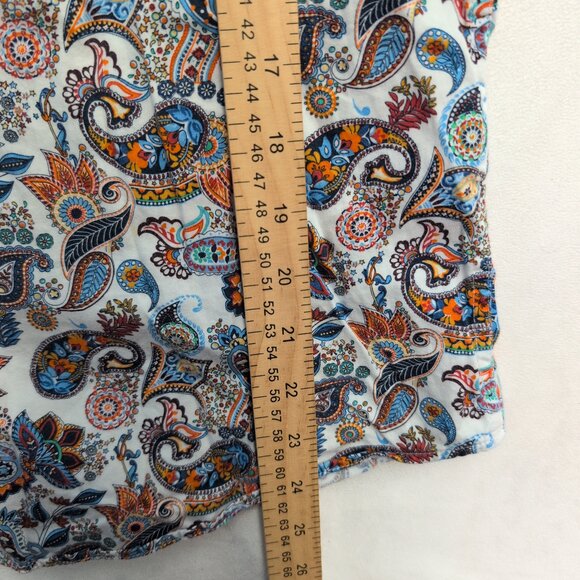 Denim & Flowers Men's White Paisley Short-Sleeve Button-Up M - Picture 8 of 10